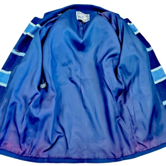 90s Boyfriend Blazer Navy Blue Striped  Wool Blend‎ Preppy Sz Small - Picture 7 of 11